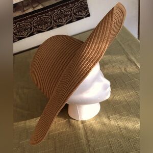 Wide Brim Woven Straw Sun Hat in Tan